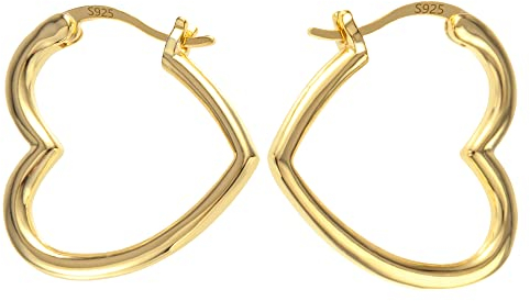 ALEXCRAFT Herz Creolen Gold Ohrringe Silber 925 Klein Goldene Ohrringe Damen 14K Ohrringe Herz Gold Heart Hoop Earrings for Women