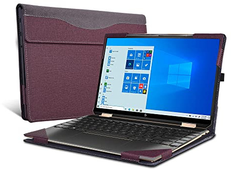 Laptop-Hülle für Spectre x360 Convertible 14-ea0001ne 14t-ea 14-ef Envy x360 2-in-1 Laptop 13-bf 13t-bf 2022 Hülle PU-Leder Innentasche Cover (Weinrot)