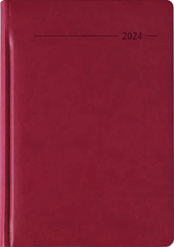 Buchkalender Tucson rot 2024 - Büro-Kalender A5 - Cheftimer - 1 Tag 1 Seite - 416 Seiten - Tucson-Einband - Alpha Edition
