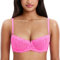 DOBREVA Reggiseno con Ferretto Balconcino Sexy in Pizzo Trasparente Senza Imbottitura Rosa Fluo 4G