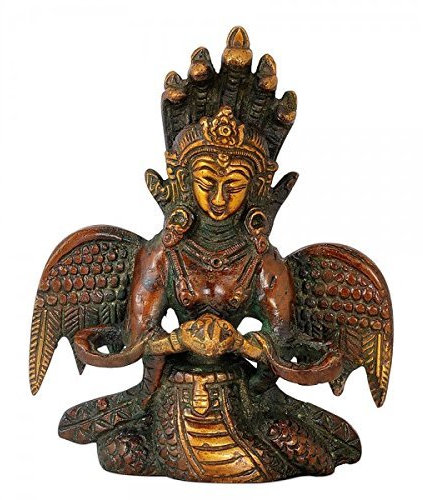 Devyom India Naga Kanya-Messing-Statue, Braun, 10,1 x 8,5 x 4,5 cm