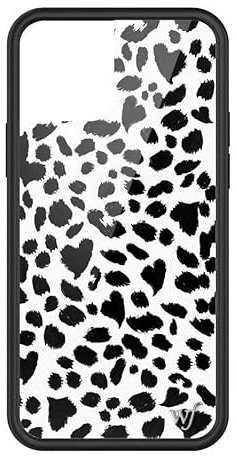 Wildflower Hüllen – Dalmatiner-Hülle, kompatibel mit Apple iPhone 12/12 Pro, Schwarz, Weiß, Hund, Tierdruck, trendig, schützender schwarzer Stoßfänger, 1,2 m Falltest-zertifiziert, kleines Unternehmen