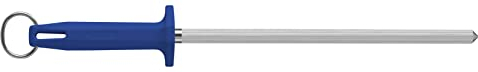 Starrett Professional Knife Sharpeners Steel - BKL407-10 Knurled Finish 10 Inch (250mm) Blue Handle Hard Carbon Steel - Kitchen Knife Sharpener Rod for Honing Chef Butchers Cleaver Hunter Knife