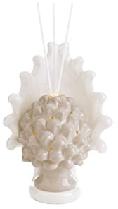 Tannenzapfen aus Keramik, zweifarbig, weiß und taupe, LED-Stäbchen, Nachttisch, Tisch, für Kinderzimmer, Wohnzimmer, Esszimmer, Schlafzimmer, Büro, Raumduft-Ambiente, ngl 096