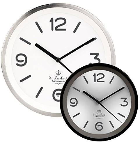 St. Leonhard Analoge Funk-Wanduhr: Edelstahl-Funk-Wanduhr mit Zifferblatt-Beleuchtung (Versandrückläufer) (mit Nachtbeleuchtung, Backlight, beleuchtet)