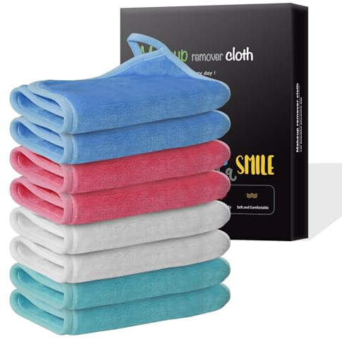 Nugilla Panni struccanti riutilizzabili, confezione da 8 panni in microfibra per la pulizia del viso ad asciugatura rapida, asciugamani ultra morbidi per tutte le pelli, 17,8 x 33 cm