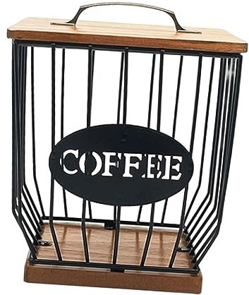 perfk Porta cialde per caffè Organizer per cestello portaoggetti per Capsule caffè Gabbie per Capsule caffè Coperchio in Legno Tazza portaoggetti, Stile b