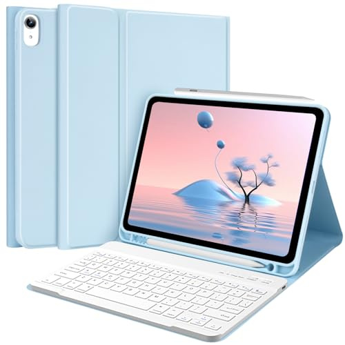 TQQ Keyboard Case for iPad Air 11-inch (M3 2025 / M2 2024) & Air 4th/5th Gen, Magnetic Wireless Detachable Keyboard, Stand Folio Cover with Pencil Holder, Thin & Light (Blue)