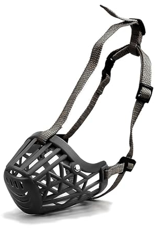 PETCUTE Maulkorb Hund,Korbmaulkorb füR Hunde,Verstellbar und Sicher Atmungsaktiv Maulkorb Für Kleine Mittlere Große Hunde mit Wattiertem Nasenstück,Beißschutz,Schwarz 3XL