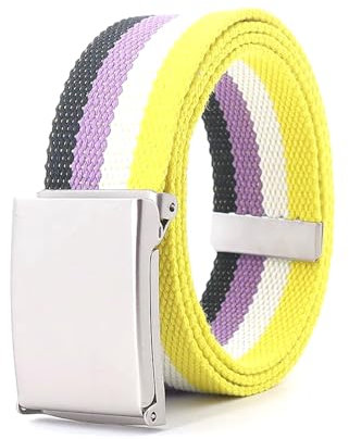 NEFLUM Bunte gewebte Gürtel für Herren und Damen, gestreift, farblich passende Gürtel, Regenbogen-Nylon-Canvas-Gürtel, 3,5cm breit, 120x3.5cm