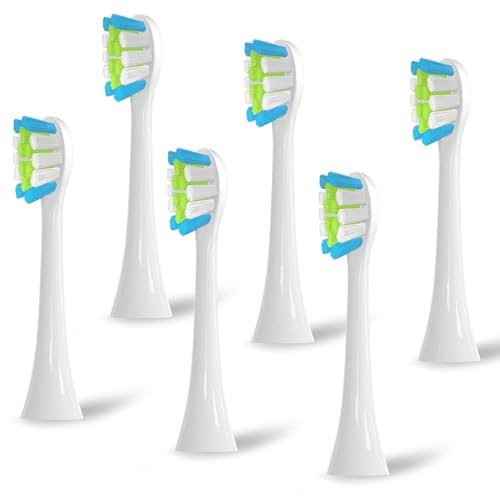 6 Stück Bürstenköpfe Kompatibel mit Oclean Elektrische Zahnbürste, Ersatzbürsten Passend für Oclean One, Flow, X Pro, X Pro Elite, X Pro Digital, X10, X Ultra, Air2, F1 usm.(Weiß)