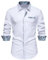 Men's Inner Contrast Dress Shirt Paisley Business Casual Smart Formal Classic Long Sleeve Regular Fit Button Down Wedding Party Work Shirts with Pockets-A355-White-XL