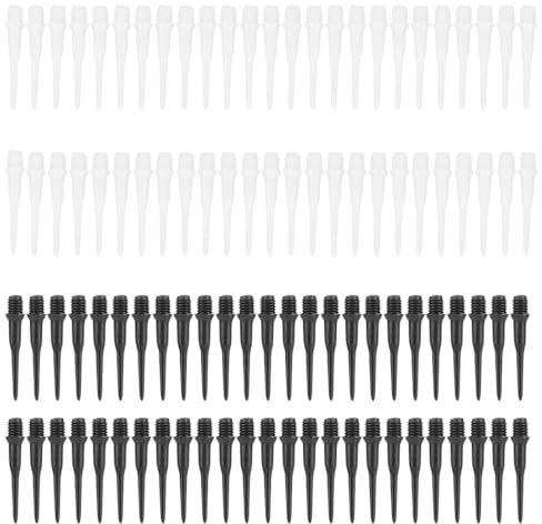 100 Stück dartspitzen Kunststoff Dart Spitzen Soft softdart Spitzen Pfeile mit Spitze Kunststoff zubehör Dartpfeile zubehör Dart Spitzen Soft Dartspitzen kurz Soft Darts Spitzen(Schwarz und weiß)