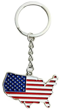 OnlyYou.X Kreuz USA Flagge Schlüsselanhänger mit Schlüsselring Kreuz Amerikanische Flagge Schlüsselanhänger Tag für Schlüssel, Rucksäcke und Gepäck, Chrom mit Rot (3003), Einheitsgröße