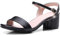 OALEEN Sandales Femme Eté Talon Carré Bride Cheville Nu-pieds PU Cuir Confortable Chaussures Ouverte Soirée Mariage Noir 43