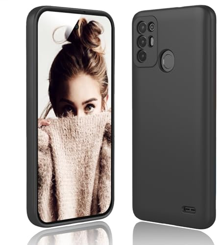 DESSEN Funda para ZTE Blade A52 Capa - Líquida Silicona Carcasa Antigolpes Protector Móvil Case Cover Suave Delgada Bumper con Forro de Microfibra Antiarañazos, Negro