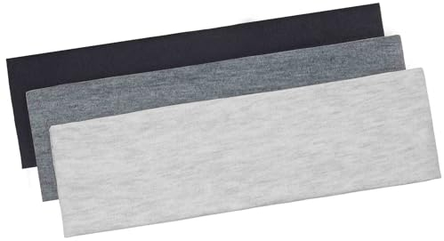 Blooms Stirnband Damen Sport, Baumwolle Haarband Schwarz Herren - 3er Pack Headband Unisex für Yoga, Fitness, Laufen & Gym, Atmungsaktiv & rutschfest