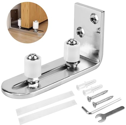 OXRXRO Guida Porta Scorrevole Pavimento, Regolabile Guida al Pavimento Parete, Guida a Pavimento Regolabile Porta Guida, per Cucina, Camera da Tetto, Soggiorno (Argento)