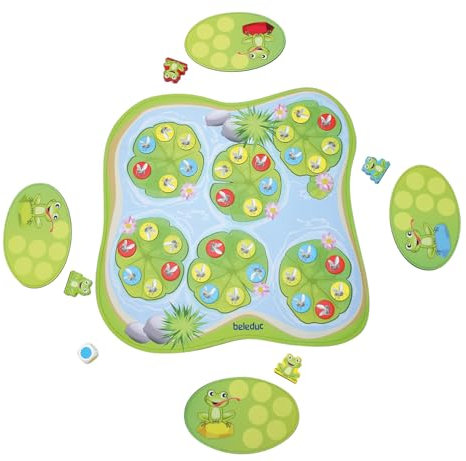 Beleduc Quaki - Tapis de Jeu de Grenouilles Magnétiques - Développement de la Mémoire et Apprendre Les Couleurs pour Enfants 3 Ans - Cadeau Fille Garçon - Jeu Éveil, Motricité
