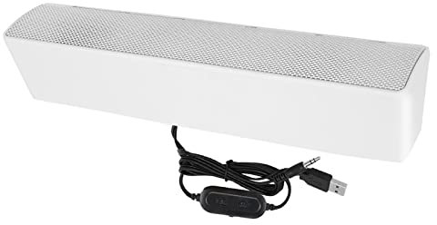 Soundbar per PC, Soundbar Classica Cablata USB Leggera per Smartphone per Desktop per MP4 per Laptop (White)