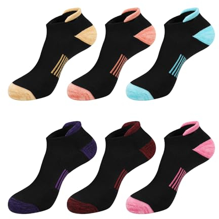 YSense Calzini Corti Donna 6 Paia, Calzini Di Cotone Antiscivolo Traspirante Ammortizzati, Escursionismo All'aperto Anti Blister Calzini Di Sostegno Sportivo per Le Donne EU 35-40