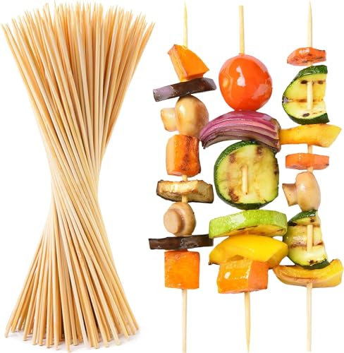Brochettes en Bois pour Barbecue et Grillades - Batonnets en bambou - Baton brochette pour Fruits (200, 7.5cm)