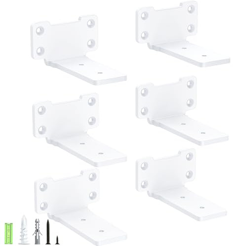 Yeabett 6 piezas de soporte para estantes, soporte de estante de 10 cm, ángulo de estante de carga pesada, capacidad de carga de 75 kg, blanco