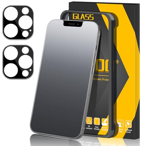 JEHOO pour iPhone 12 Pro Max Verre Trempé Mat, 2 Pièces Protection d'écran Antireflet et 2 Pièces Protection Objectif Caméra, Anti-Empreintes Digitales Sans Bulles Ultra Résistant Dureté 9H Glass, 6,7