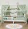 ALAVYA HOME® Hausbett 90x200 mit Matratze und 3-TLG DEKO Set Khaki, inkl. Buchablage Rausfallschutz und Lattenrost | Massivholz der Buche FSC zertifizierter Kinderbett 90x200 für Mädchen - Weiß