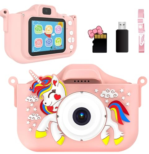 Appareils Photos Numériques pour Enfants, 48MP/1080P HD Mini Appareil Photo Nfant Rechargeable,Appareil Photo Numérique Enfant Cadeau pour Filles Garçons 3-10 Ans, avec Carte 32GB Et Lecteur de Carte