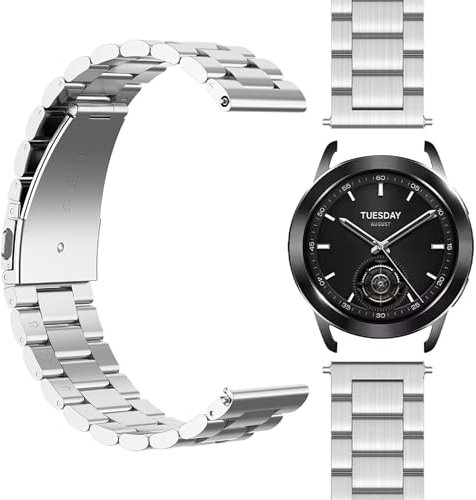 GIOPUEY Correas Compatible con Xiaomi Watch S3/Watch S4, Acero Inoxidable La Correa [Resistente al Desgaste] Pulsera - Silver