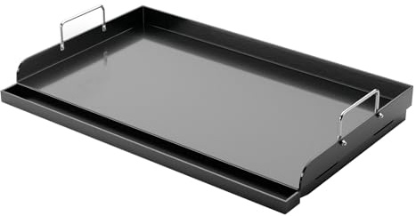 Utheer 63,5 x 40,6 cm Nano-Keramik-Antihaft-Pfanne für Gas- und Holzkohlegrills – universelle flache Oberseite mit Fettrille, verstärkten Rillen und hohen Seitenwänden, perfekt für gesundes Kochen,
