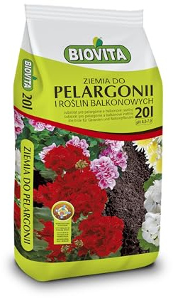 BIOVITA Pelargonienerde, Blumenerde für Pelargonien 20L - ideale Topferde für kräftiges Wachstum und reiche Blüte