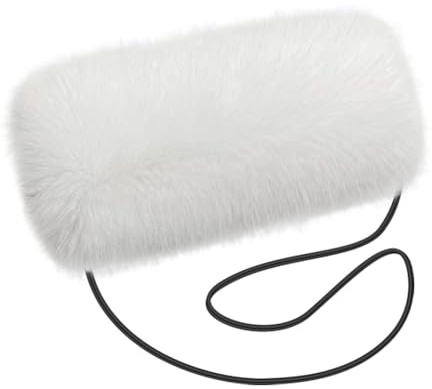 Asudaro Handmuff, Kunstpelz Hand Muffs,Design Handwärmer Kunstpelz Handmuff Winter Plüsch Handwärmer,Armwärmer Kunstpelz Handmuff Praktischer Handwärmer für Frauen Männer Kinder(weiß)