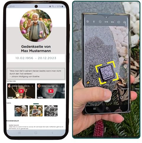 wölkchen Herzensmensch - Personalisierter QR-Code für Grabsteine – Digitale Gedenkseiten erstellen | Wetterfest & langlebig | Online-Gedenkstätte für Angehörige und Freunde