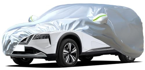Favoto Auto Abdeckung Winter Abdeckplane - UV-Schutz Staubdicht Kratzfest Windfesten Wasserdicht Atmungsaktiv Passend für Nissan Qashqai(2017-2024) Silber