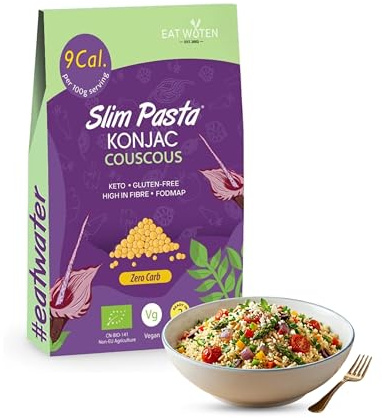Eat Water Slim Couscous Pasta 270g (Pack of 5)–Organic Konjac Flour & Oats, Zero Carb, Low Calorie Food, Gluten-Free, Fat-Free, Vegan High Fibre, Ready to Eat Pasta Alternative, Keto & FODMAP Friendly