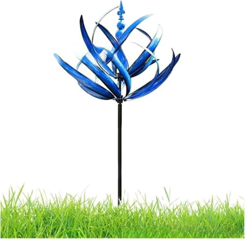 Metall Windrad für Garten, Windmühle garten, Lotus Windspiel Windmühle Wetterfest Und Standfest Garten Wind Spinner Metall Windräder Mit Besten Kugellagern, Für Garten Als Dekoration