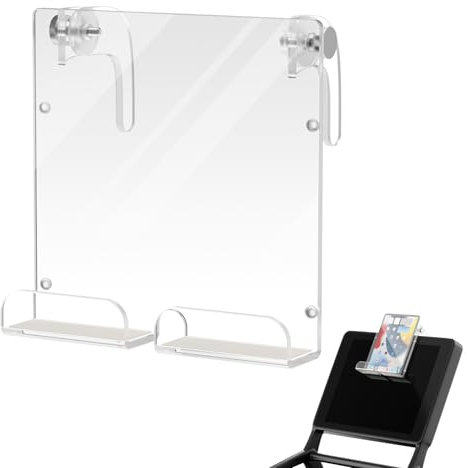 Cosmos Treadmill Tablet Holder & Phone Stand Compatible with Peloton Bike, Treadmill Acrylic Tablet Reading Rack for iPad, Gym Exercise Bike & A5 Book Holder, Adjustable Clamps with Anti-Slip Pads