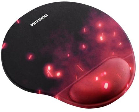 2You Mouse Mat With Wrist Support Pad Gaming With Non Slip Base Comfortable Firm Large For PC Desktop Computer or Laptop Foam Black & Red