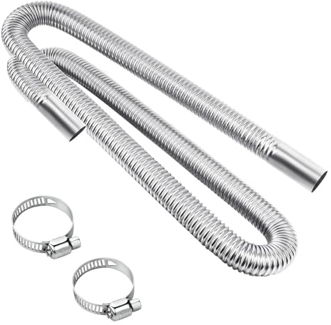 Tronisky Abgasschlauch für Stromerzeuger, 120CM Abgasrohr Standheizung, Auto Edelstahl Abgasrohr 25mm Auspuff Schalldämpfer mit Zwei Edelstahlklammern für Diesel Heizung