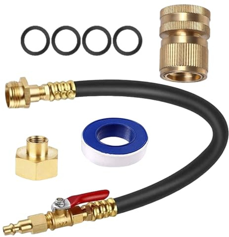 Sprinkler Luftentleerungsadapter - 43 Zentimeter Winterisierungsschlauch Mit Absperrventil,Luftkompressor Ausblas Adapter 8-teilig,für Winter Beregnung Boot Anhänger Garten Bewässerung Anhänger