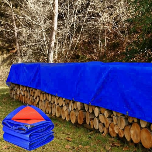 Lona Impermeable Exterior 3 x 3.6 m de PE 200G M², Lona Protectora Resistente a Intemperie y a Rayos UV Tarp, Plastico Cubretodo para Jardín, Piscina y Remolque, Azul