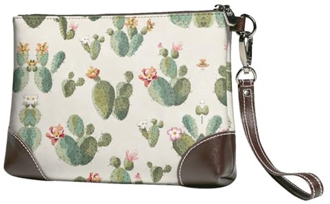 Pidgazdfgv Cute Cactus Genuine Leather Wristlet Clutch Bag Cell Phone Wallet Purse Wallet Purses Handbags Women