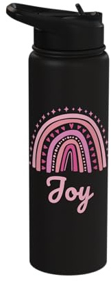 Joy Name Personalized Funny Women Pink Rainbow Joy Stainless Steel Insulated Water Bottle