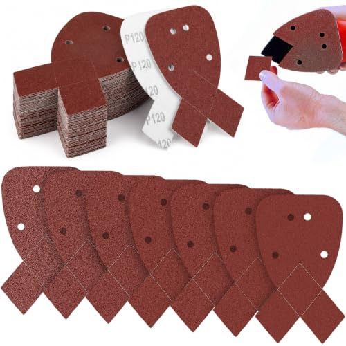 Limiebllu 42 Pcs Mouse Sander Pads, 40-320 Grits Loop Sanding Sheets | Black and Decker Sanding Pads for Electric Sander 4-Hole Hook and Loop Sandpaper Assorted