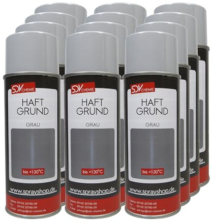 SDV Chemie Haftgrund grau 12x 400ml Acryl Lackspray Dose | Grundierung, Rostprimer, Füller
