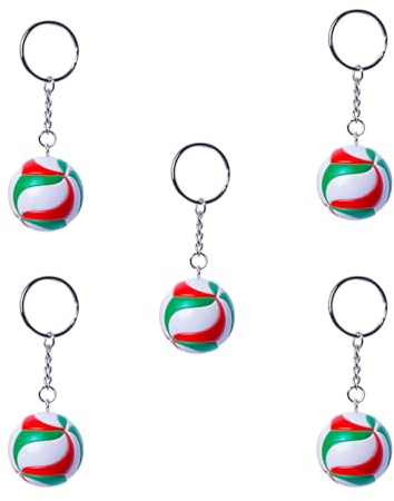 BKstuff Volley-Ball Porte-clés Balle Rouge Blanc Vert Gadgets Sportifs (5 Pièces)