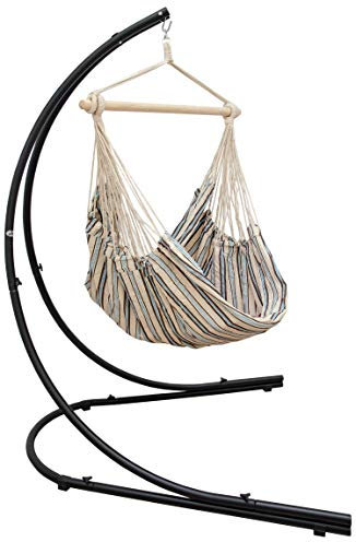 AMANKA XXL Hängesessel mit Gestell - Hängestuhl 185x130cm mit 210cm Metall Ständer für Garten - Großer Outdoor & Indoor Hängesitz für Erwachsene - Metallgestell Wetterfest für Balkon und Terrasse