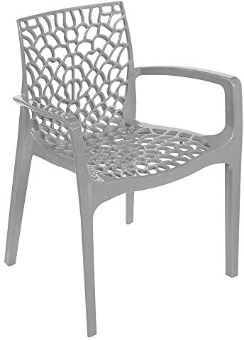 Grandsoleil S6626GP Upon Gruvyer Stapelbarer Sessel aus Polypropylen, 53 x 58 x 81 cm, Perlgrau